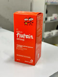 Red box of adco-flupain stroop on a white surface with a blurred background