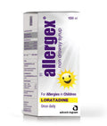 Allergex syrup packaging for children on a white background
