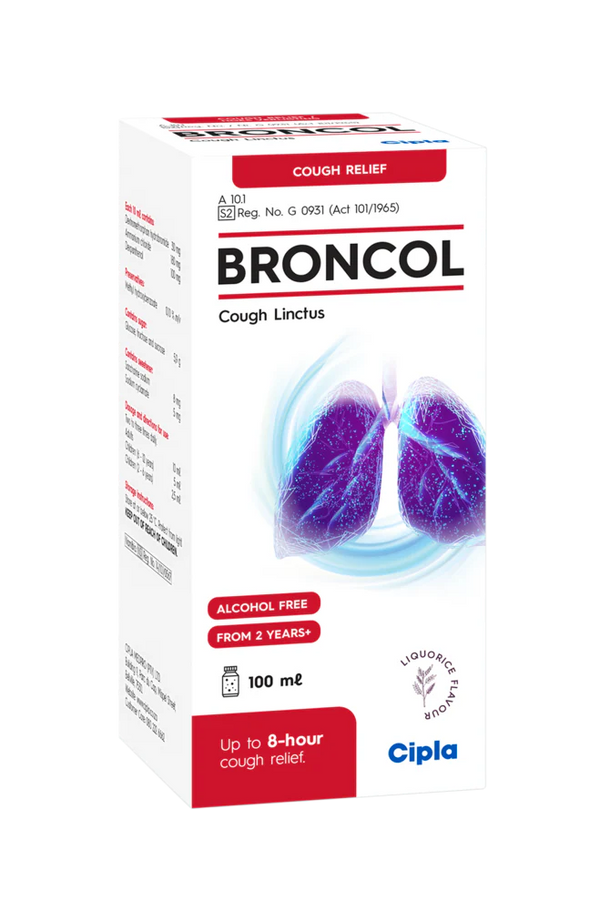 Broncol Cough Linctus packaging on a white background