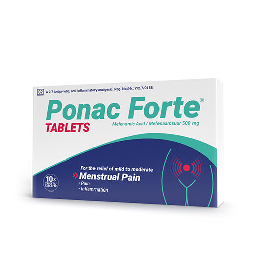 Ponac Forte tablets packaging on a white background
