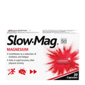 Box of Slow-Mag magnesium supplement with red capsule illustration on a white background
